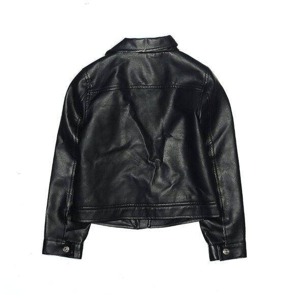 Kate Spade Girls Black Faux Leather Moto Jacket Size 6 – Zipper Detail, Boho - Picture 2 of 3